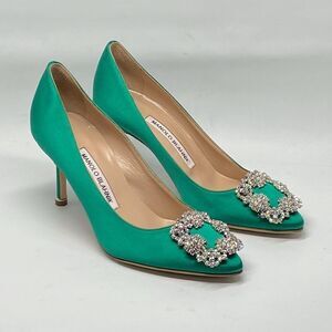 Manolo Blahnik Hangisi 70MM Embellished Satin Pumps size 36
